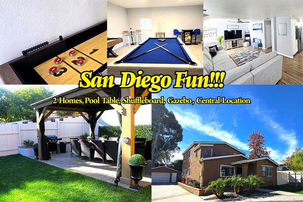 2 Properties, Gameroom (Pool Table & Shuffleboard) Gazebo w/ screened in dining.