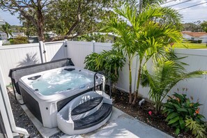 Take your relaxation to the next level with a soak in the luxurious hot tub.