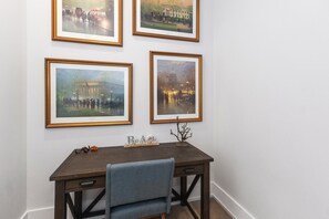 Quiet office at the front of the home for work time