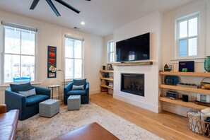 Cozy up next to the gas fireplace after a long day of adventuring