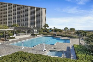 Enjoy an evening dip in this sparkling pool!