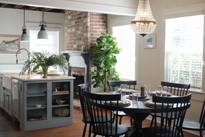 The dining area is just off the kitchen leading in to the living area