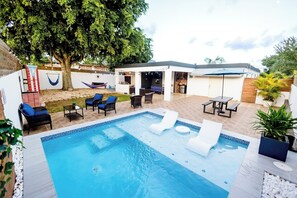 Pool and backyard