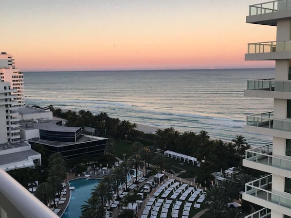 Direct Ocean Views overlooking the Fontainebleau pool from your balcony