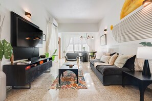 A cozy and stylish living area, designed for relaxation and comfort after a day of exploring.