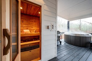 Full-size built-in steam sauna.