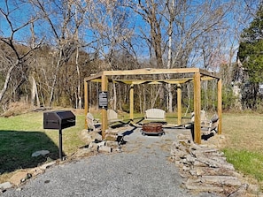 Fire Pit with Swinging Chairs