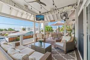Upstairs Outdoor Balcony with Covered Screened Living and Dining Area 2