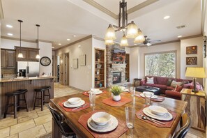 Living, dining and kitchen area