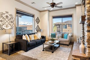 Living room features queen sofa sleeper