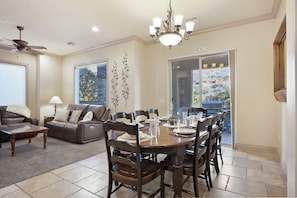 Dining table with seating for 8
