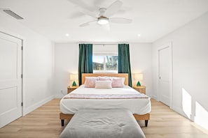 The Masters Bedroom with a king size bed, the best place to relax by the end of the day. Has an ensuite and a walk in closet.