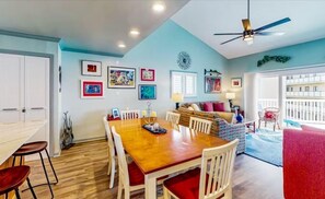Dining area with seating for 6.  Recessed lighting with dimmer switch