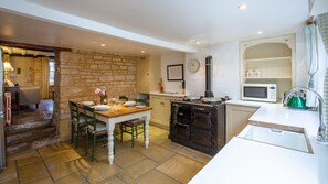 The traditional kitchen has a fabulous AGA