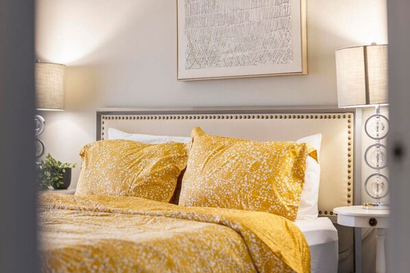 Each bedroom features high quality comfortable bedding.