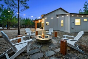 Gather around the fire pit to roast some marshmallows.
