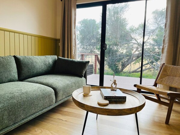Relax at the lounge with farmland view