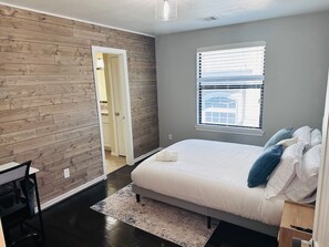 Guest bedroom with attached jack-and-jill bathroom