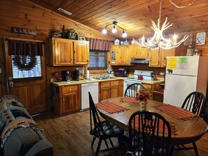 Step into the ground level kitchen/dining/kitchen without climbing any steps