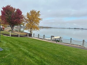 Fall leaves looking out at Lake Poinsett, SD