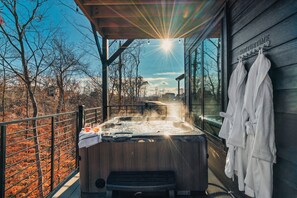 Our 6 person Hot tub to unwind and relax after a long day of adventure!