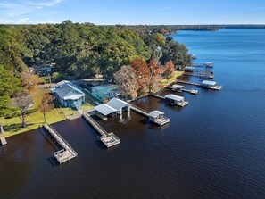 Aerial view of property from water