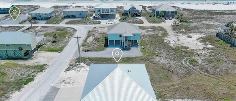 Beach access parking lot (Yellow) only 2-3 minute (for most) or ~200 yards walk