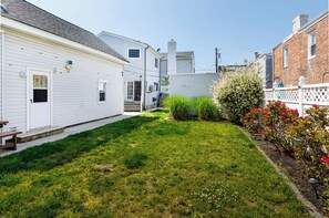 Play yard games, eat that BBQ that you grilled up and keep enjoying the outdoors in the spacious backyard.
