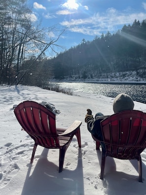 Enjoying the warmth of the sunshine on a beautiful winter day.