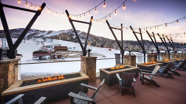 Slope side patio at the Sheraton
