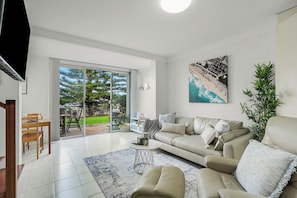 Open plan living room with comfortable lounge