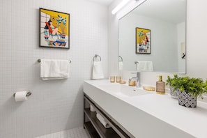 The bathroom is a private sanctuary, with a layout and features that make it the perfect place to rejuvenate.