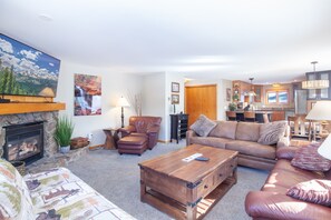 Relax after a ski day and warm up next to a cozy fireplace