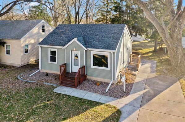 Front of house view facing street house is located on a quit dead-end street.
