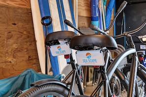 Bike and beach gear included