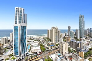 Refreshing scenery in the balcony area with the ocean and the city views