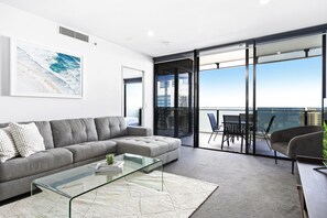 Experience luxury living while lounging around this elegant living room