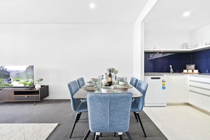 Share sumptuous meals with the family in this sophisticated dining area