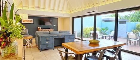 Enjoy a home-cooked meal at a beautifully designed dining table for six.