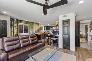 Living room opens up into the kitchen