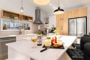 Bright kitchen for sunny day meals.