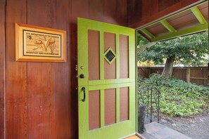 The old-fashioned Dutch door reminds us of years gone by.