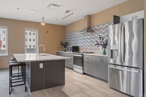 As you step into the kitchen, the clean lines and functional design make you eager to start cooking your favorite dishes.