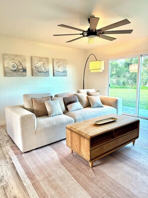 Large, comfortable sofa to relax and stretch out.