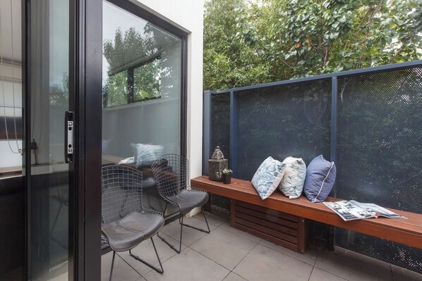 Enjoy a moment of peace on the private balcony. Whether sitting down to your morning coffee or an evening wine, this space is perfect for it.
