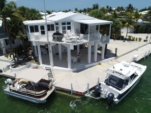 Ariel view of the house from the bay