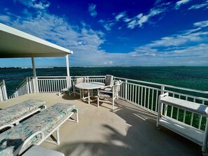 Deck seating area over looking the water