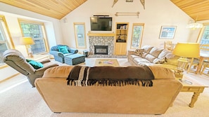 The large Smart TV will keep you entertained as the gas fireplace keeps you warm!
