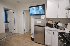 Cook up your favorites in this full kitchen with all the tools and appliances.