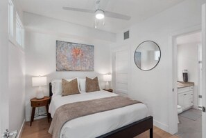 Relax in this highly designed bedroom with attached bath